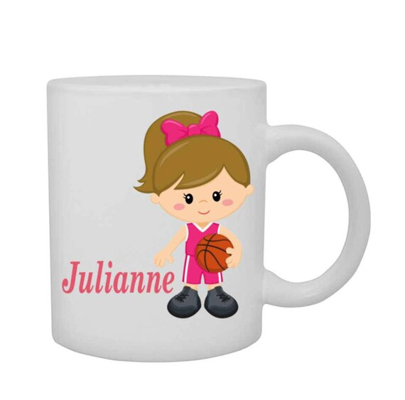 girls cup basketball player, girls personalized mug, girl basketball player mug, customized cup, girl baseball player cup, red head girl cup