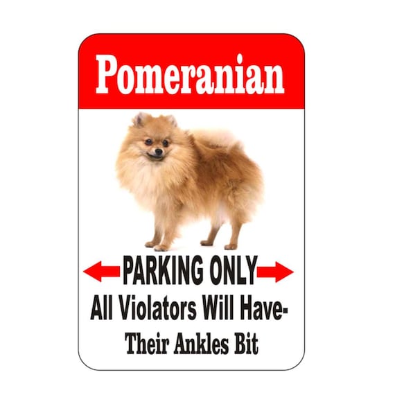 pomeranian sign, pet sign, funny sign, aluminum sign, metal sign, yard sign, garage sign, driveway sign, house sign, warning sign