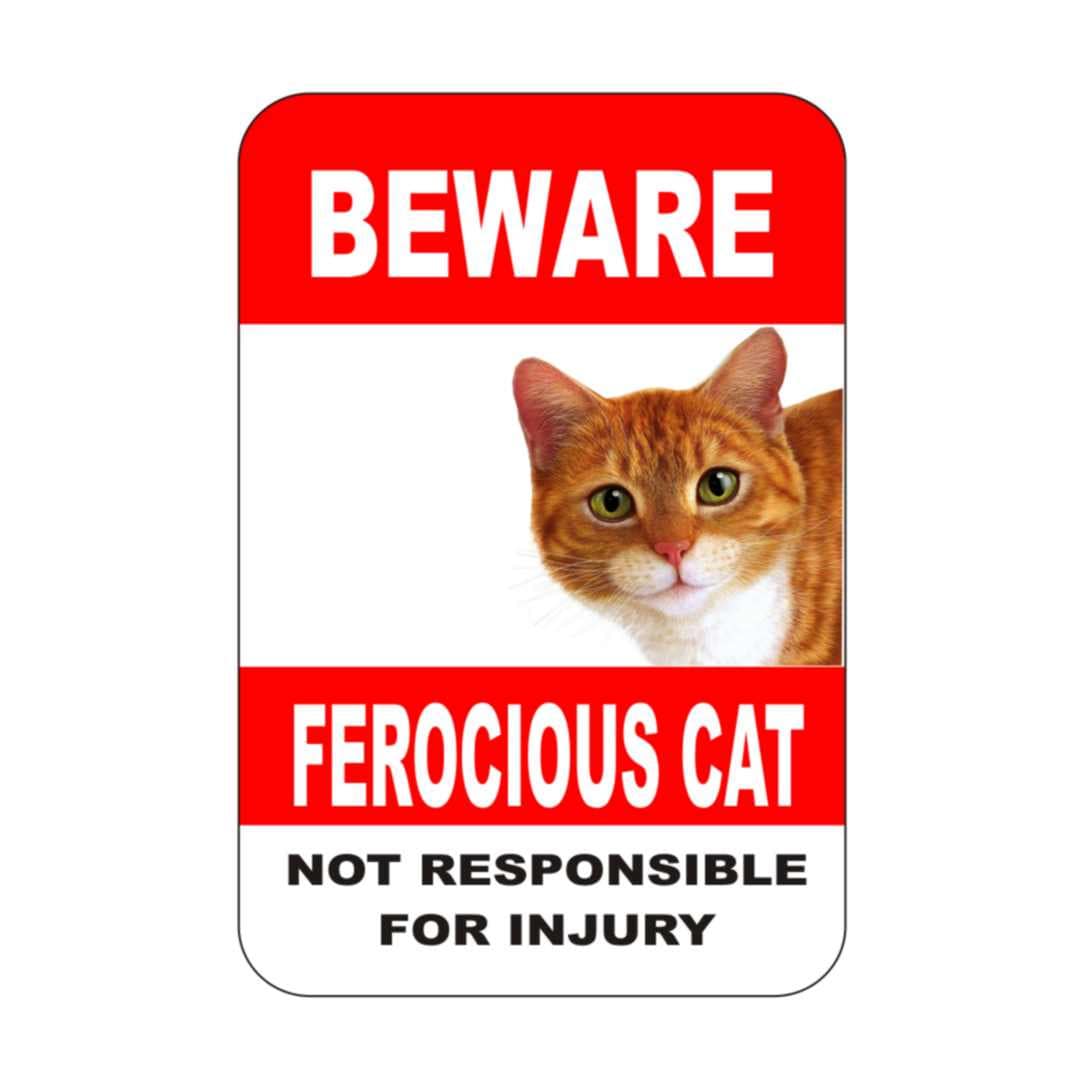 cat sign, ferocious cat, cat warning sign, animal sign,funny sign