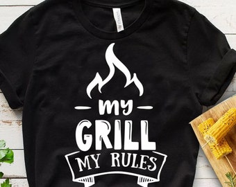 My grill my rules tee shirt, Mens shirts, fathers day gift. sarcastic shirt, dad shirt, birthday gift
