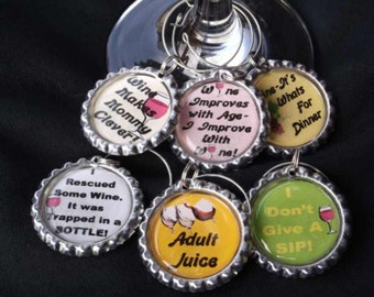 funny wine charms, funny drink charms, wine glass charms, funny wine sayings, hostess gift, housewarming gift, drink charms, #4