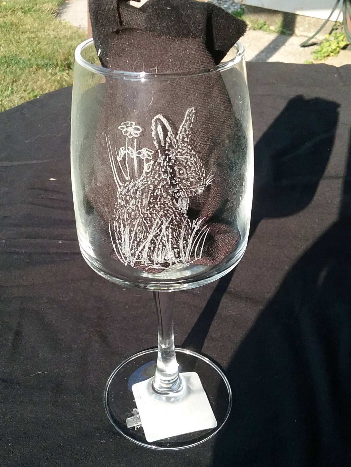 whimsical engraved bunny wine