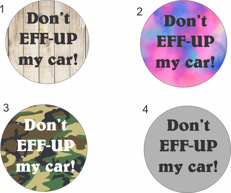 Don't Eff up my car Car Coaster set of 2, Men's Car Coaster, 2nd amendment Car Coaster, Funny car coaster, gift for him or her zdjęcie 2