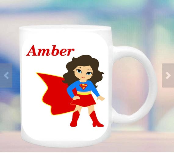 supergirl  cup #2 for girls, girl hero mug, super hero mug, cup for a girl, personalized girl mug, customized girl mug, hero figure for girl