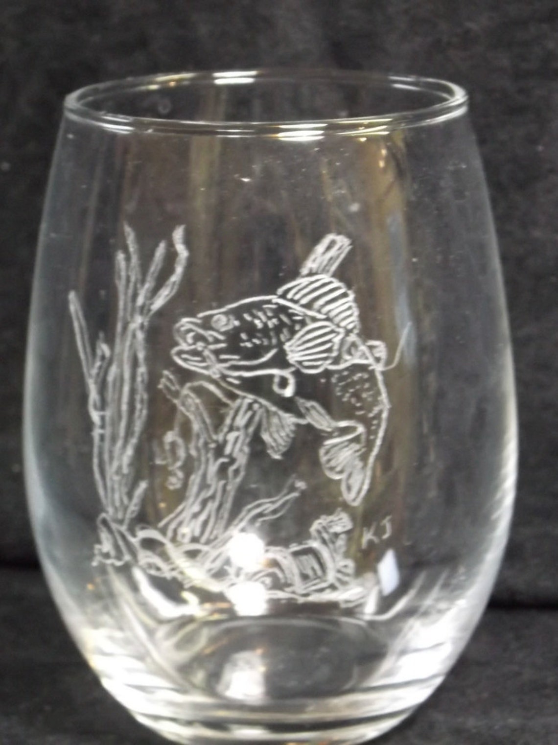 4 hand engraved fishing whiskey/wine glasses etched Etsy