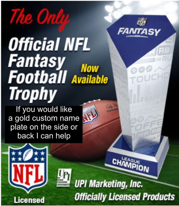 18" Tall Official NFL fantasy Football Trophy, Personalized gold plate option available