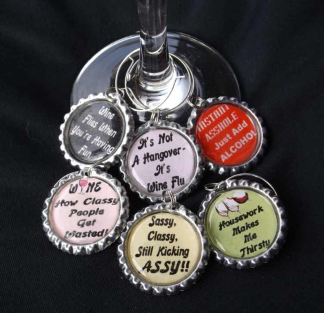Funny Wine Charms, Funny Drink Charms, Wine Glass Charms, Wine Lovers