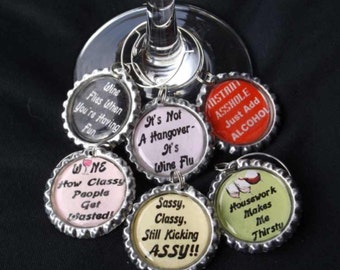 funny wine charms, funny drink charms, wine glass charms, wine lovers charms, hostess gift, housewarming gift, drink charms, got wine #7