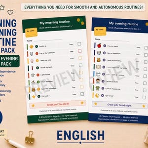 Morning Evening Routine Bundle Printable PDF Visual Schedule Kids Autism ADHD Routine Chart