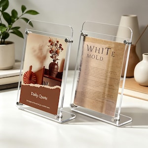 Porte-affiches en acrylique transparent - Présentoir de table pour menus, affiches et publicités - Cadre pour prospectus de comptoir