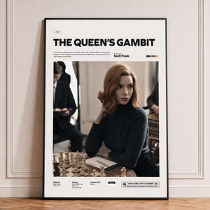 Plakat „Gambit królowej”, alternatywny pomysł na plakat do serii „Gambit królowej”, plakat Anyi Taylor-Joy, sztuka ścienna z motywem szachów