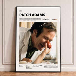 Poster di Patch Adams, poster di Robin Williams, stampa di Patch Adams tratta dal film di Tom Shadyac, stampa del film biografico, idea per decorare la parete con immagini di film.