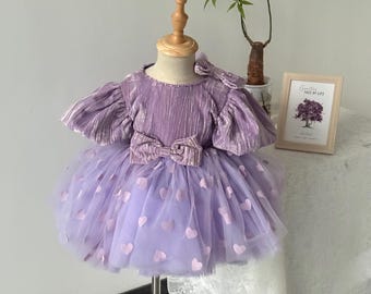 Lavender Flower Girl Dress, Purple Princess Dress, Ruffle Tulle Dress, Girls Birthday Dress, Fairy Party Dress