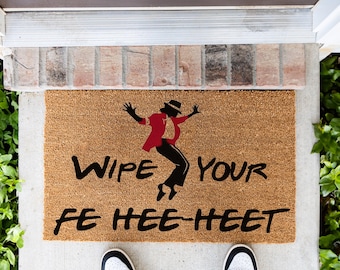 Funny Wipe Your Feet Doormat, 80s Pop Music Welcome Mat, Retro Jackson Front Porch Decor, Music Lover Housewarming Gift