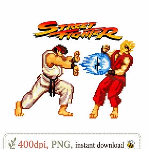 Street Fighter PNG Bundle, Ryu Ken Clipart, Fighting Game PNG, Gamer Shirt Design, Digital Download