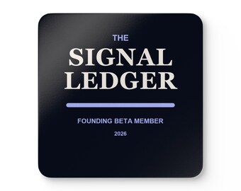 The Signal Ledger Founding Beta Member 2026 Corkwood Coaster Set of 4