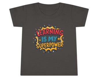 Maglietta per bambini "Imparare è il mio superpotere" / Maglietta con grafica educativa per bambini