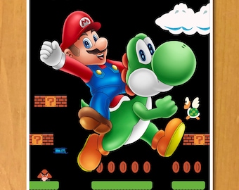 Mario & Yoshi Kunstdruck