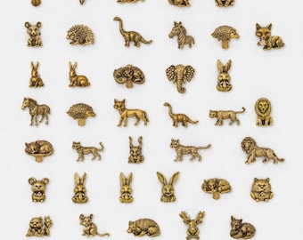 Bouton de tiroir en laiton à motif animal (écureuil, lapin, orignal, renard), poignées de tiroir personnalisées gravées sur le thème safari pour enfants, bouton de commode en laiton
