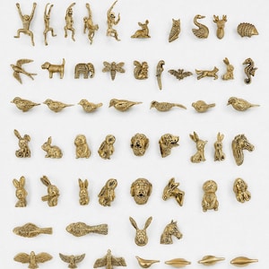 Solid Brass Animal Drawer Knobs - Vintage Gold Cabinet Pulls , Eclectic Dresser Hardware , Maximalist Home Decor , Unique Wardrobe Handles