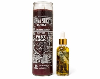 Good Luck  Money Drawing Ritual Kit: Buena Suerte 7-Day Candle and  Money Honey Oil