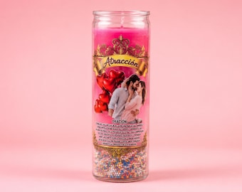 Fixed Pink Attraction Ritual Candle, Love Drawing, Romance, Self-Love, Glamour Magic & 7-Day Prayer