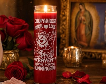 Chuparrosa Veladora, Hummingbird Love Spell Candle, Attraction and Passion Fixed Ritual Candle, Spiritual Altar Candle for Romance