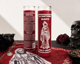 Santa Muerte Red Hot Blessing Candle - Love Spell & Passion Ritual - Come to Me Attraction Candle - Holy Death Devotional - 7 Day Fixed Pray