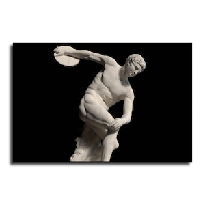 Impresión fotográfica de la estatua del Discóbolo: Escultura mural de la Antigua Grecia