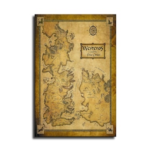 Game of Thrones Westeros Map Poster Free Cities Vintage Fantasy Wall Art Print GOT TV Show Map Canvas Decor Gaming Room Gift
