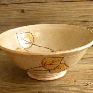 Aspen Leaf Stoneware Pottery Bowl image 1