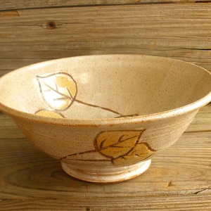 Aspen Leaf Stoneware Pottery Bowl