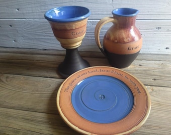 The Grace of the Lord, Stoneware Pottery Communion set