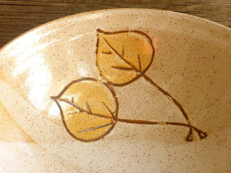 Aspen Leaf Stoneware Pottery Bowl image 2