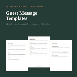 Airbnb Message Templates UK | 12 Guest Messages for Hosts | Check-in, Review Request & Saved Replies | Short Term Rental Instant Download
