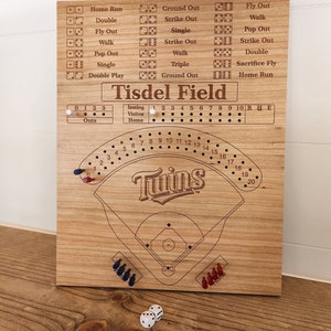 Baseball Board Game - Personalized, Maple, Custom, College, MLB, School Dice game