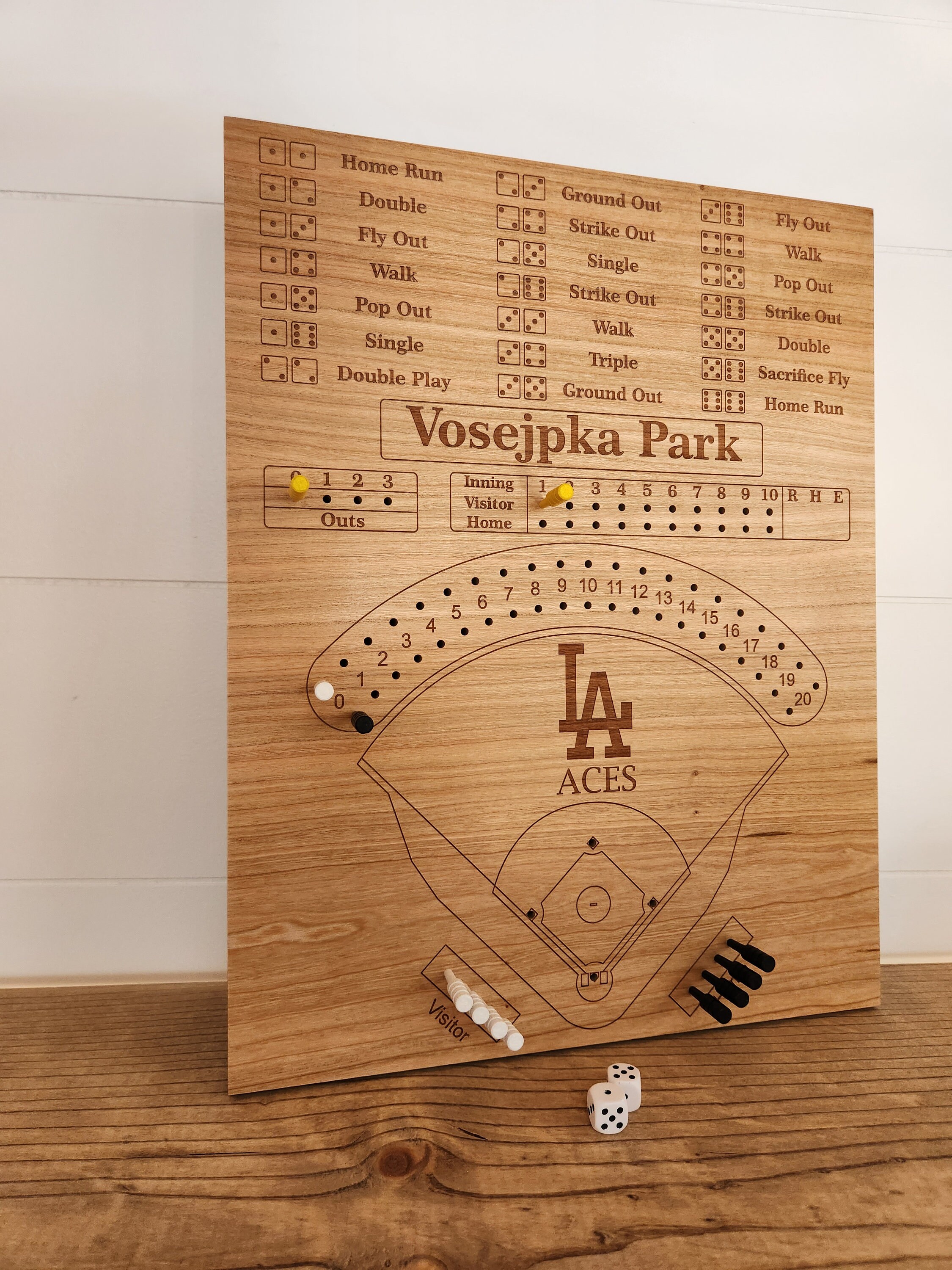 Baseball Board Game - Personalized, Maple, Custom, College, MLB, School Dice game