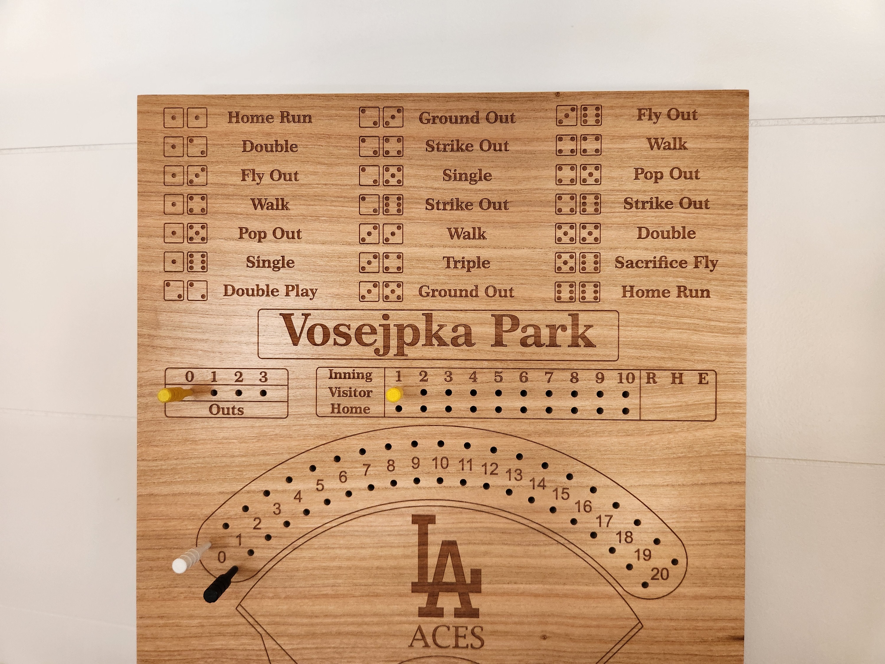 Baseball Board Game - Personalized, Maple, Custom, College, MLB, School Dice game