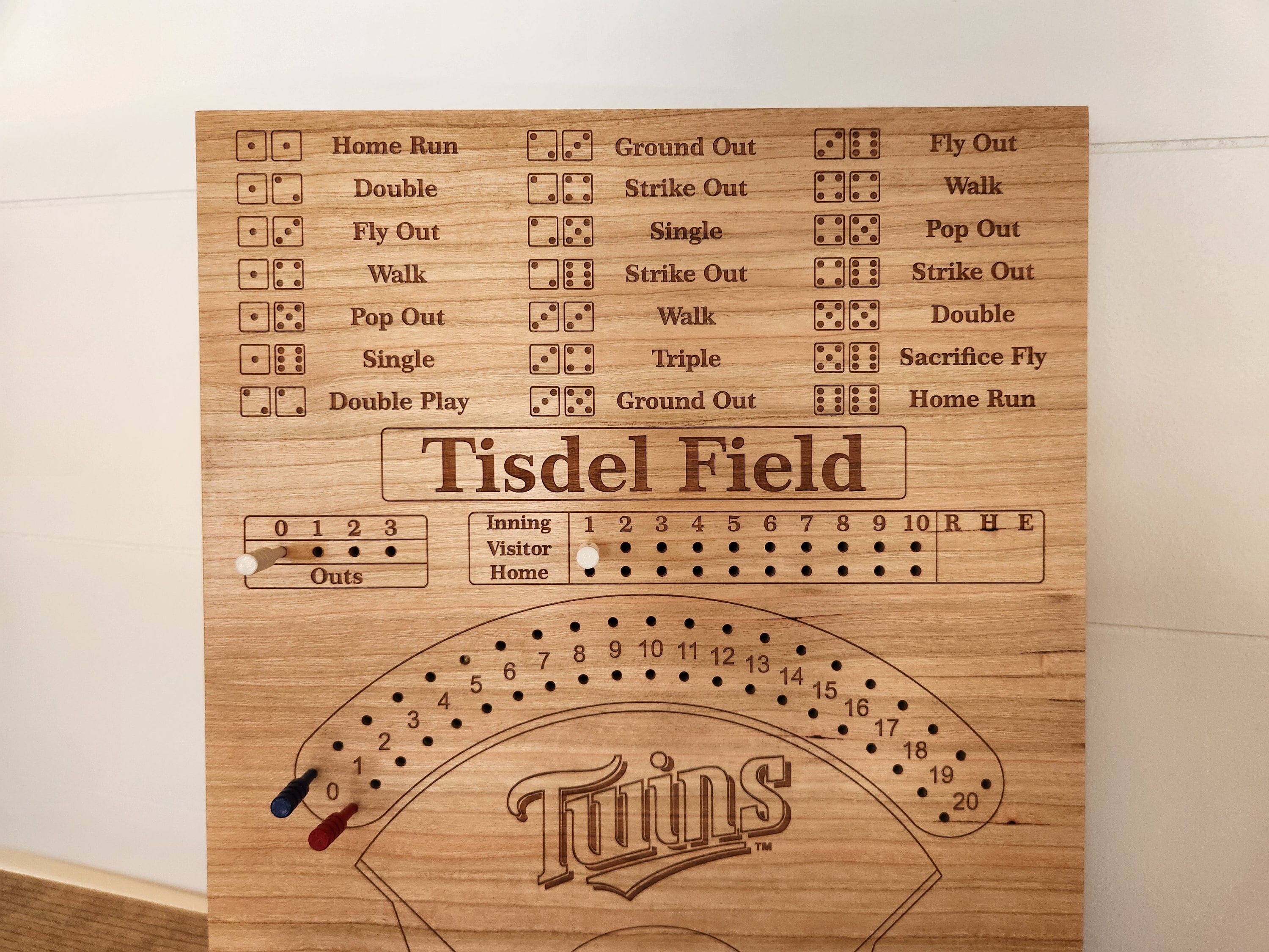 Baseball Board Game - Personalized, Maple, Custom, College, MLB, School Dice game