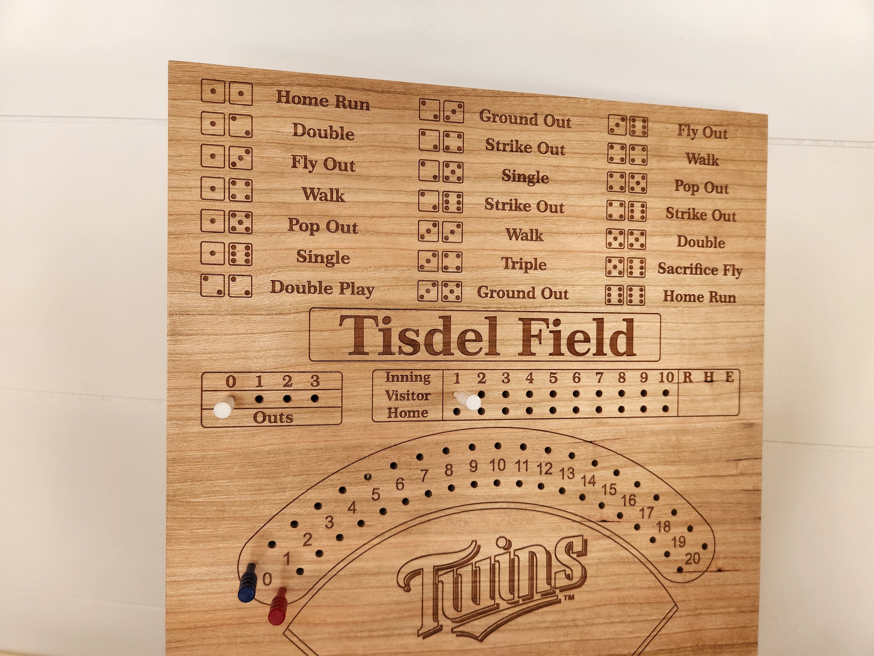Baseball Board Game - Personalized, Maple, Custom, College, MLB, School Dice game
