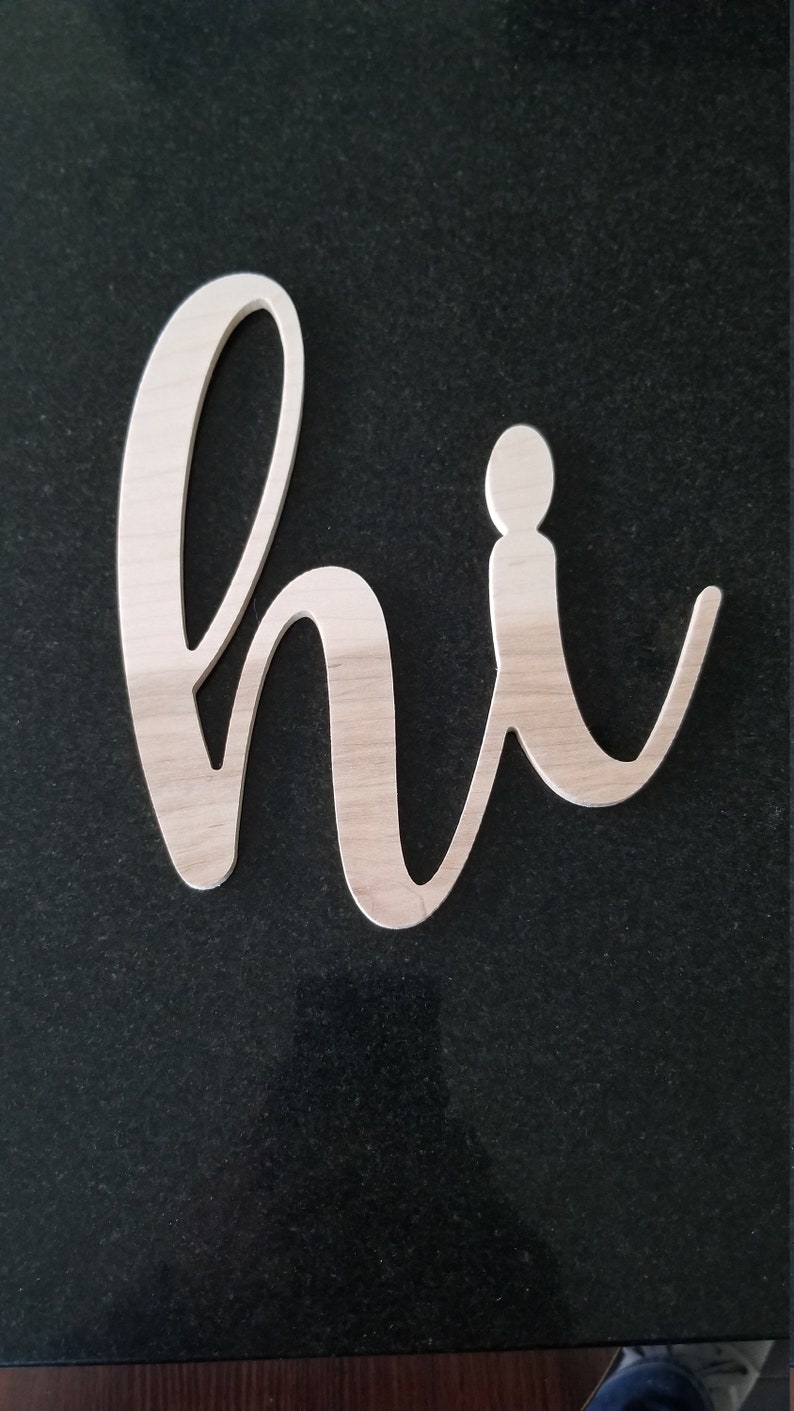 hi script unfinished word sign wall decor, unfinished wood decor, hi sign, cursive word, craft word image 4