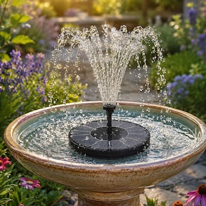 Solar Fountain Pump for Bird Bath | Floating Solar Water Pump with 6 Nozzles | Bird Bath Fountain for Pond, Garden Water Feature