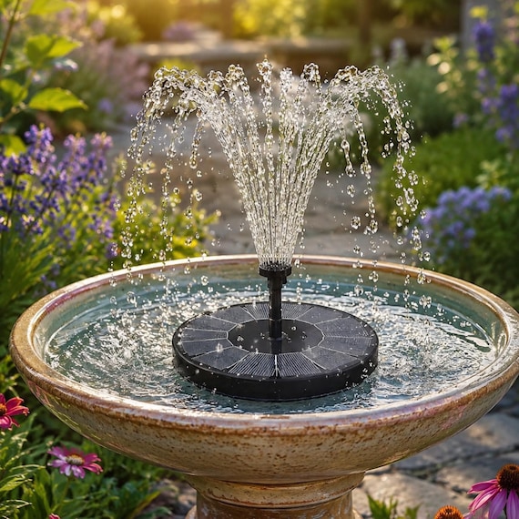 Solar Fountain Pump for Bird Bath | Floating Solar Water Pump with 6 Nozzles | Bird Bath Fountain for Pond, Garden Water Feature