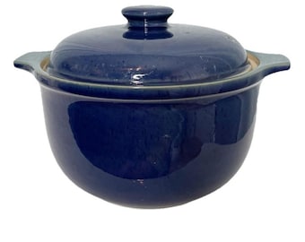 Denby England Harlequin  2 QT Round Covered Casserole Pot Dish Blue Green NWT