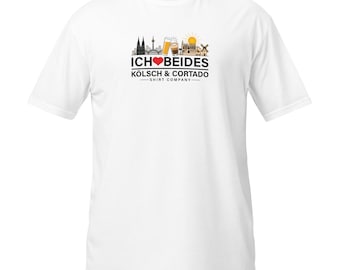 Camiseta Colonia Mallorca | Horizonte de Palma y Colonia | Me encantan ambas | Kölsch y Cortado | Regalo para turistas en Mallorca (blanca)