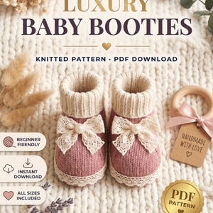 DIY Newborn Booties Knitting Pattern PDF | Easy Cuffed Baby Slippers & Socks Crochet | Baby Shower Gift | All Sizes Instant Download