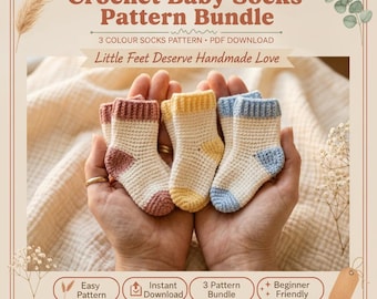 Baby Socks Pattern Easy Crochet Newborn Baby Booties PDF5Sizes Crochet BabySocksBeginner Friendly Baby Shower Hospital Gift Instant Download
