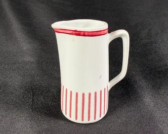 Vintage Rorstrand Kadett Milchkännchen, rot gestreiftes Porzellan Milchkännchen, Mid Century Skandinavisch