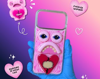 Handmade Fuggler-Inspired 3D Pink Phone Case | Clay & Resin Custom Cover | Trendy | Gift for Her