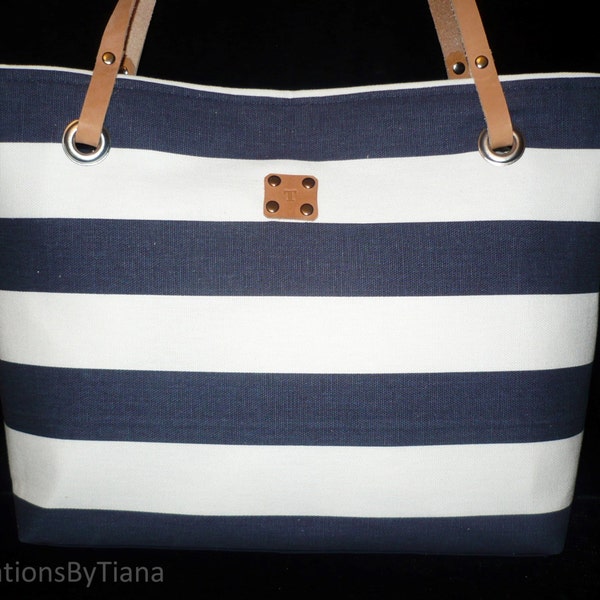 Geldbörsen mit Streifen, Dunkelblau gestreifte Geldbörse, Tasche, Umhängetasche, Tasche mit Leder verarbeitet, handgefertigt, Canvas Taschen